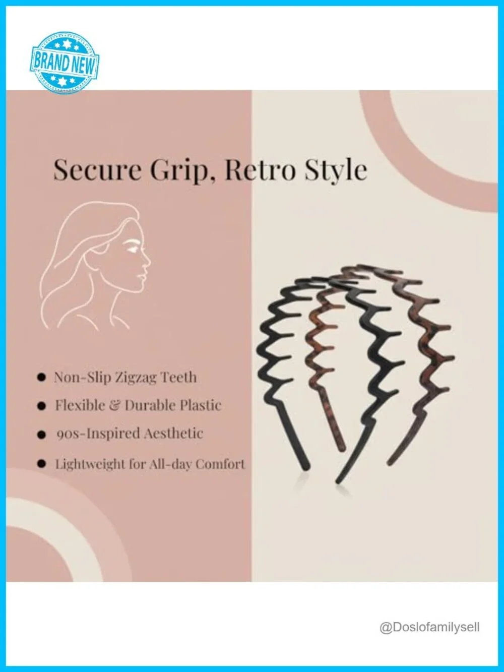 Non-slip Plastic Wavy Headband with Teeth Comb 90s Hair Accessories 2pcs